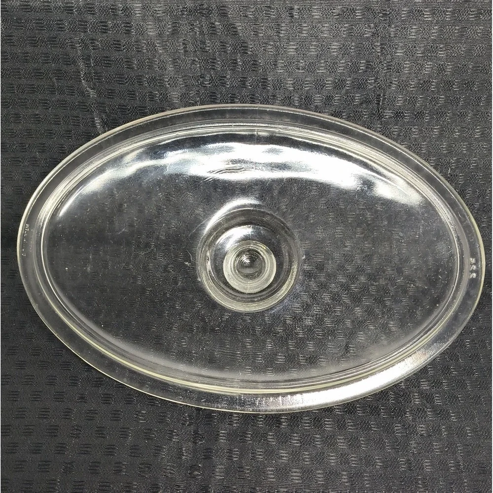 Vintage Glasbake Oval Covered Casserole Dish 225 w Lid Clear Glass USA Retro 10